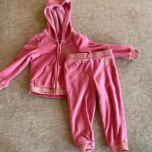 Juicy Couture Toddler Pink Velour Hoodie and Pants Set